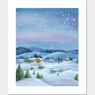 Snowy winter landscape Posters and Art